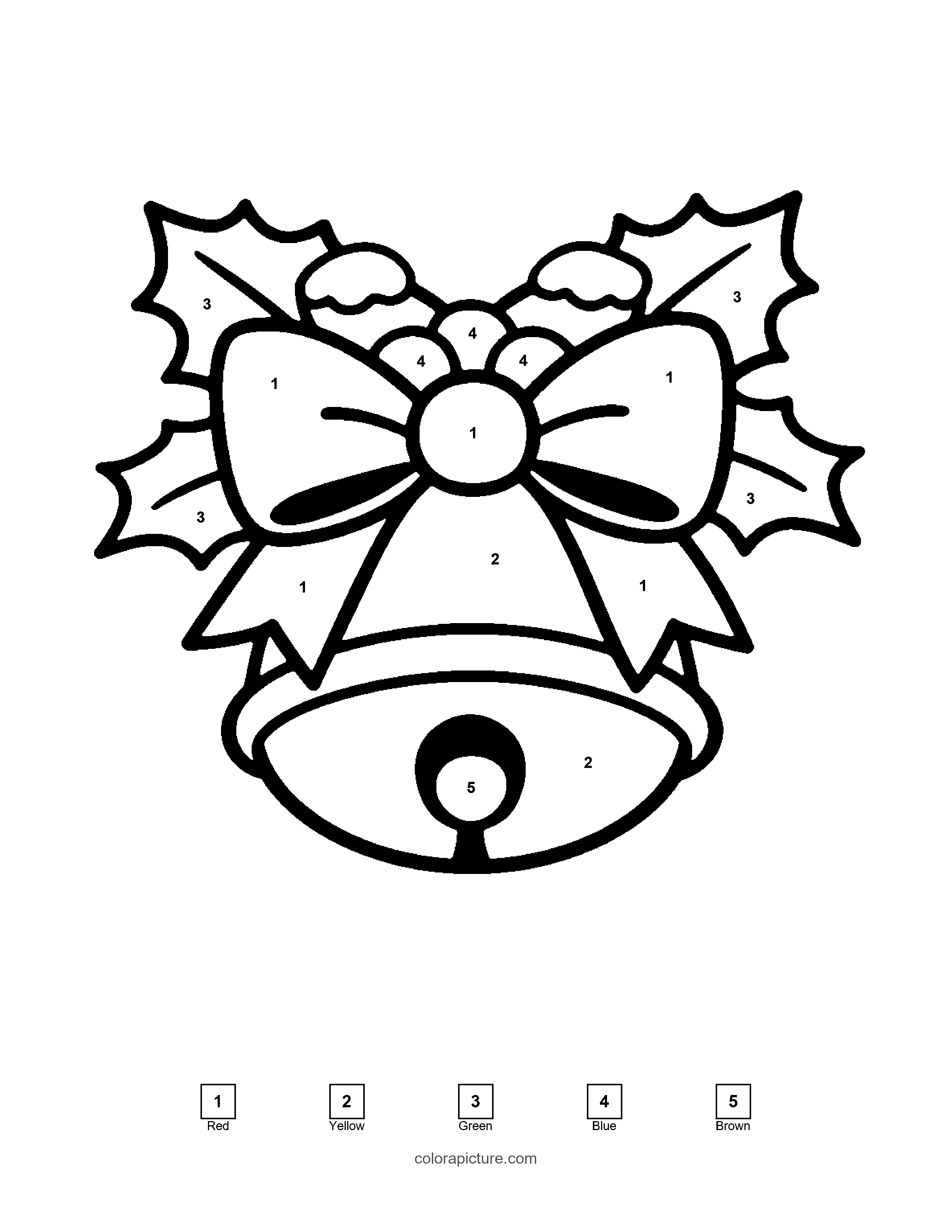 Black-and-white color by number page: Jingle Bell color by number