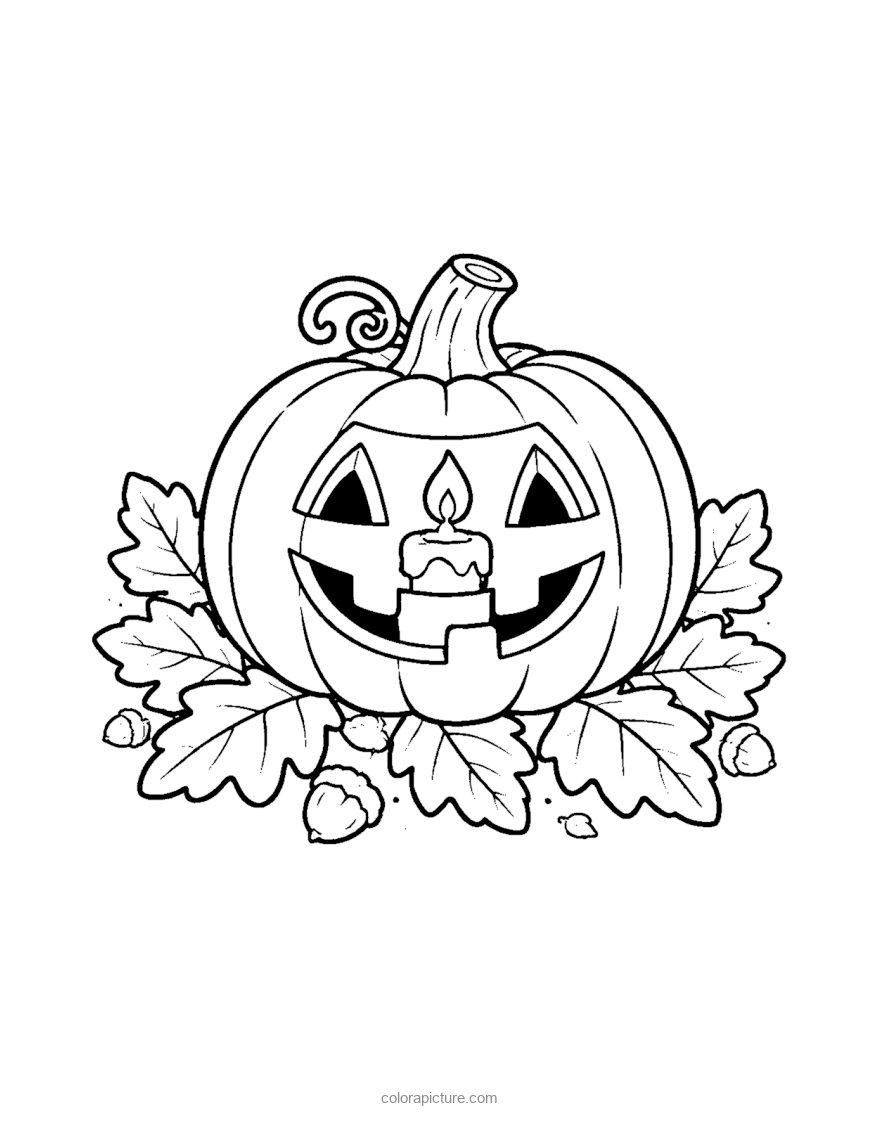 Black-and-white coloring page: Pumpkin Lantern