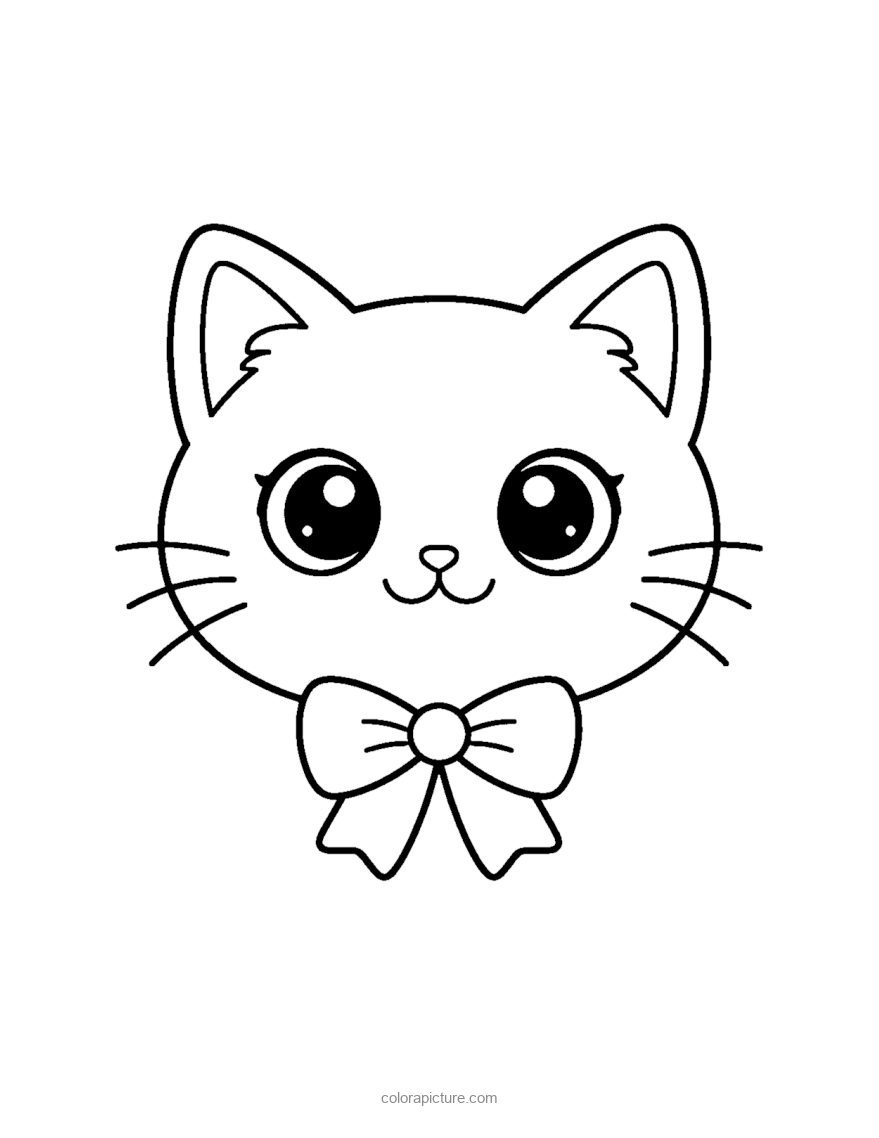 Black-and-white coloring page: Black Cat Portrait