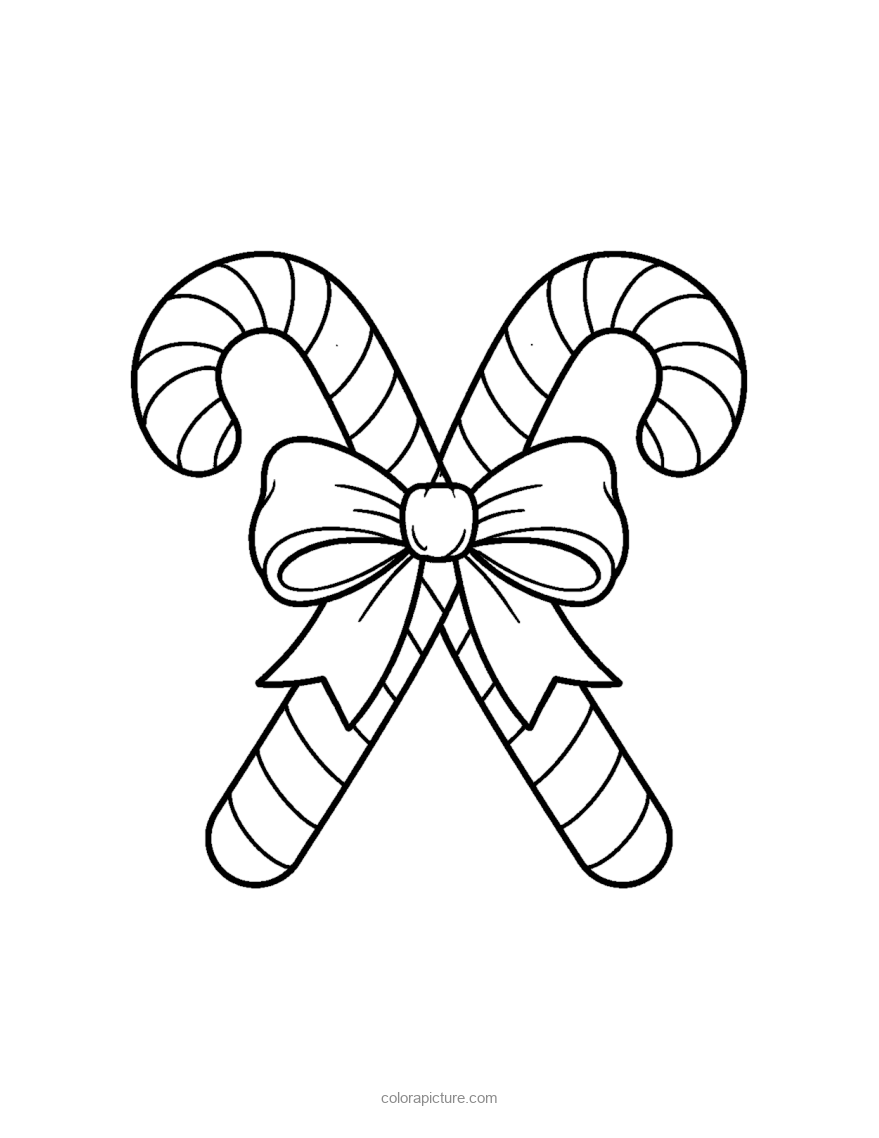 Black-and-white coloring page: Candy Canes