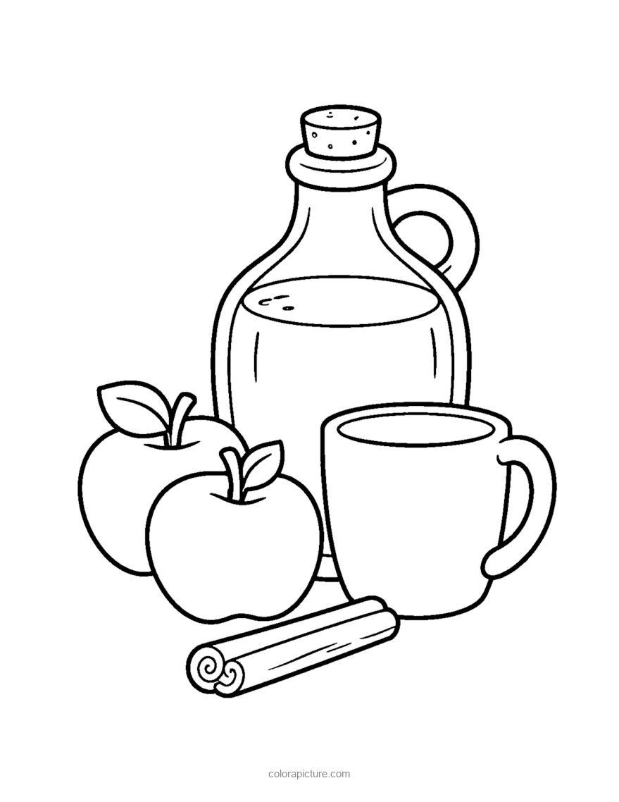 Black-and-white coloring page: Cider Jug