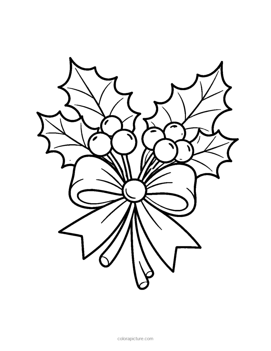 Black-and-white coloring page: Holly Sprigs