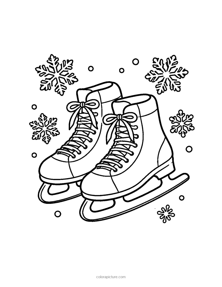 Black-and-white coloring page: Ice Skates