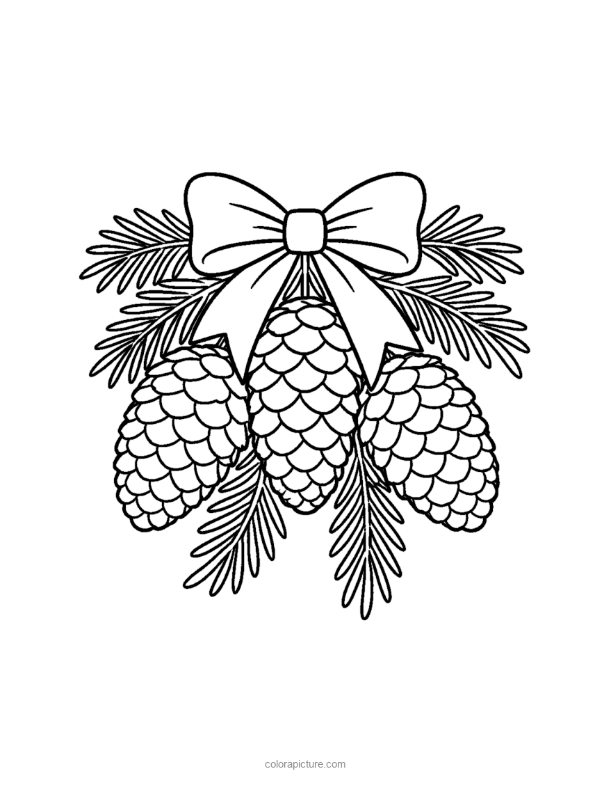 Black-and-white coloring page: Pine Cones