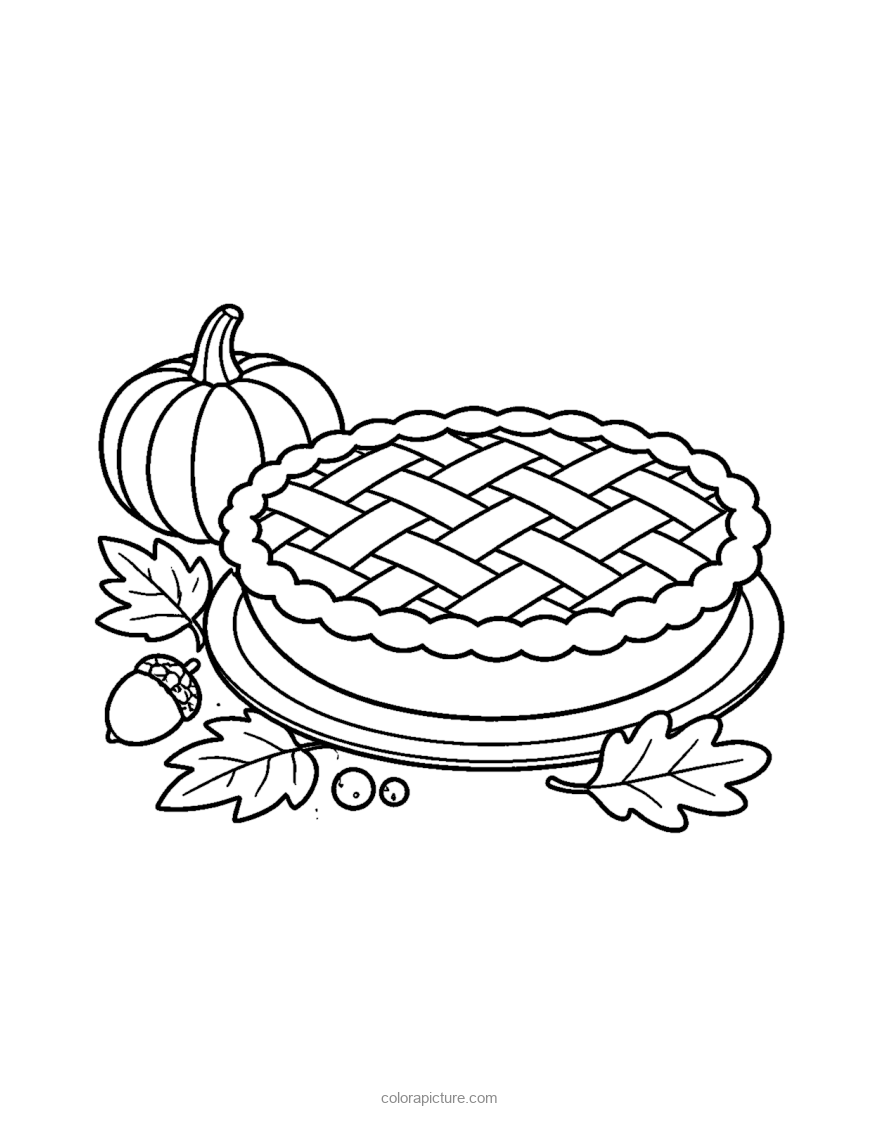 Black-and-white coloring page: Pumpkin Pie