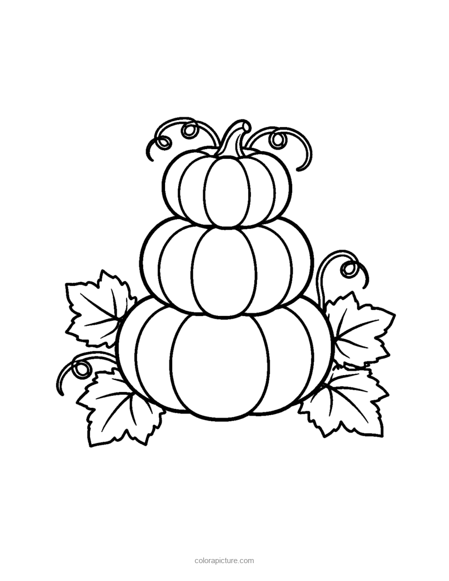 Black-and-white coloring page: Pumpkin Stack