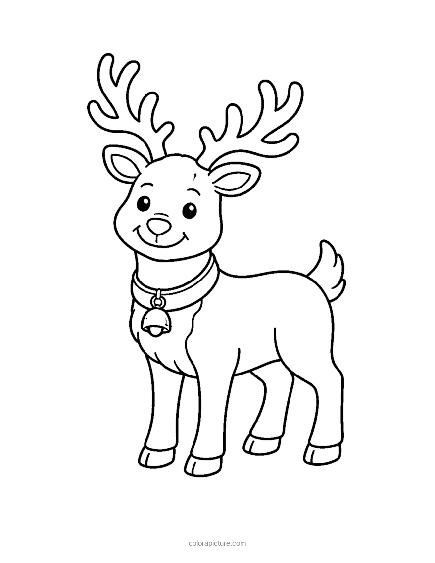 Black-and-white coloring page: Friendly Reindeer
