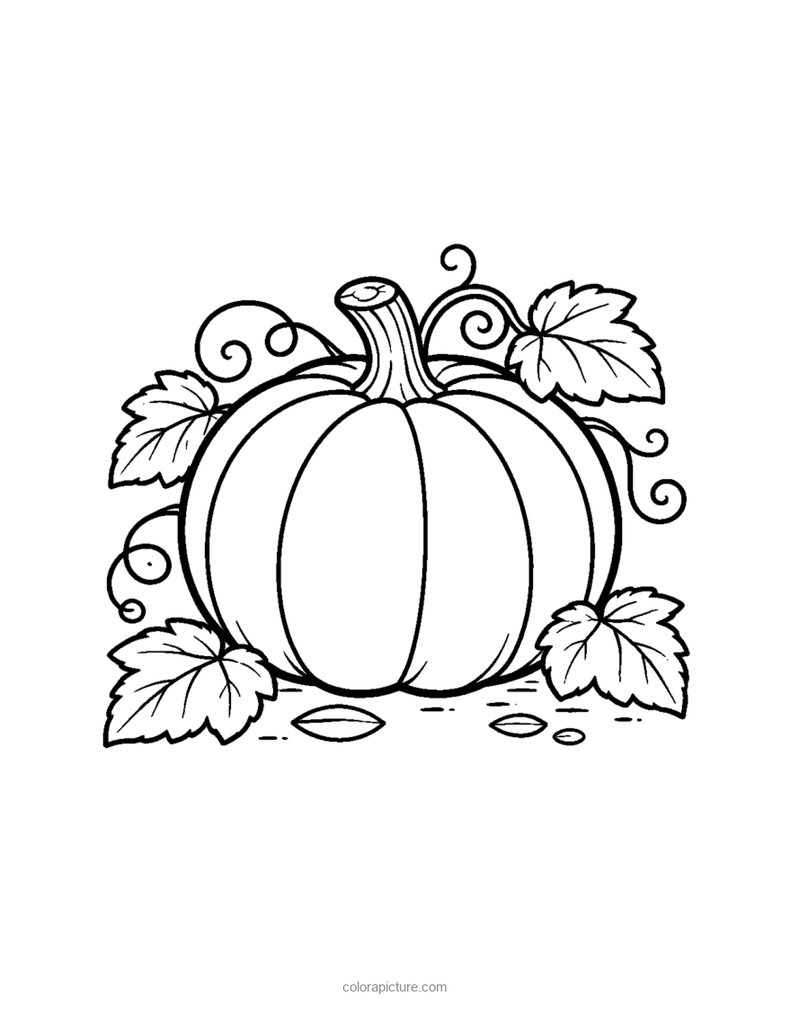 Black-and-white coloring page: Single Pumpkin