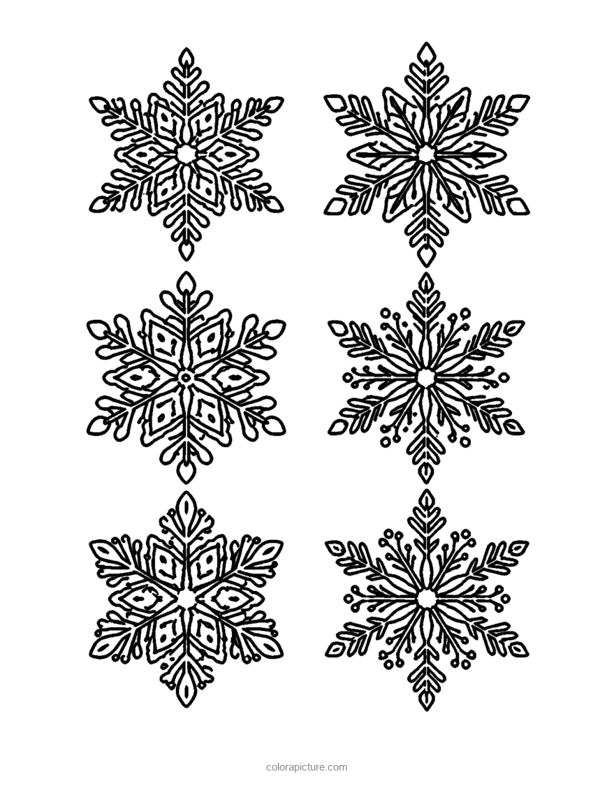Black-and-white coloring page: Snowflakes