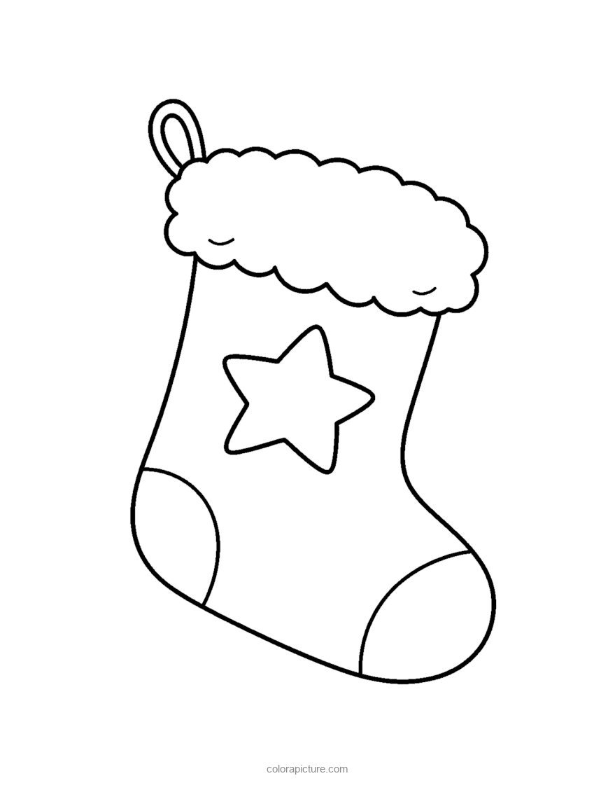 Black-and-white coloring page: Christmas Stocking