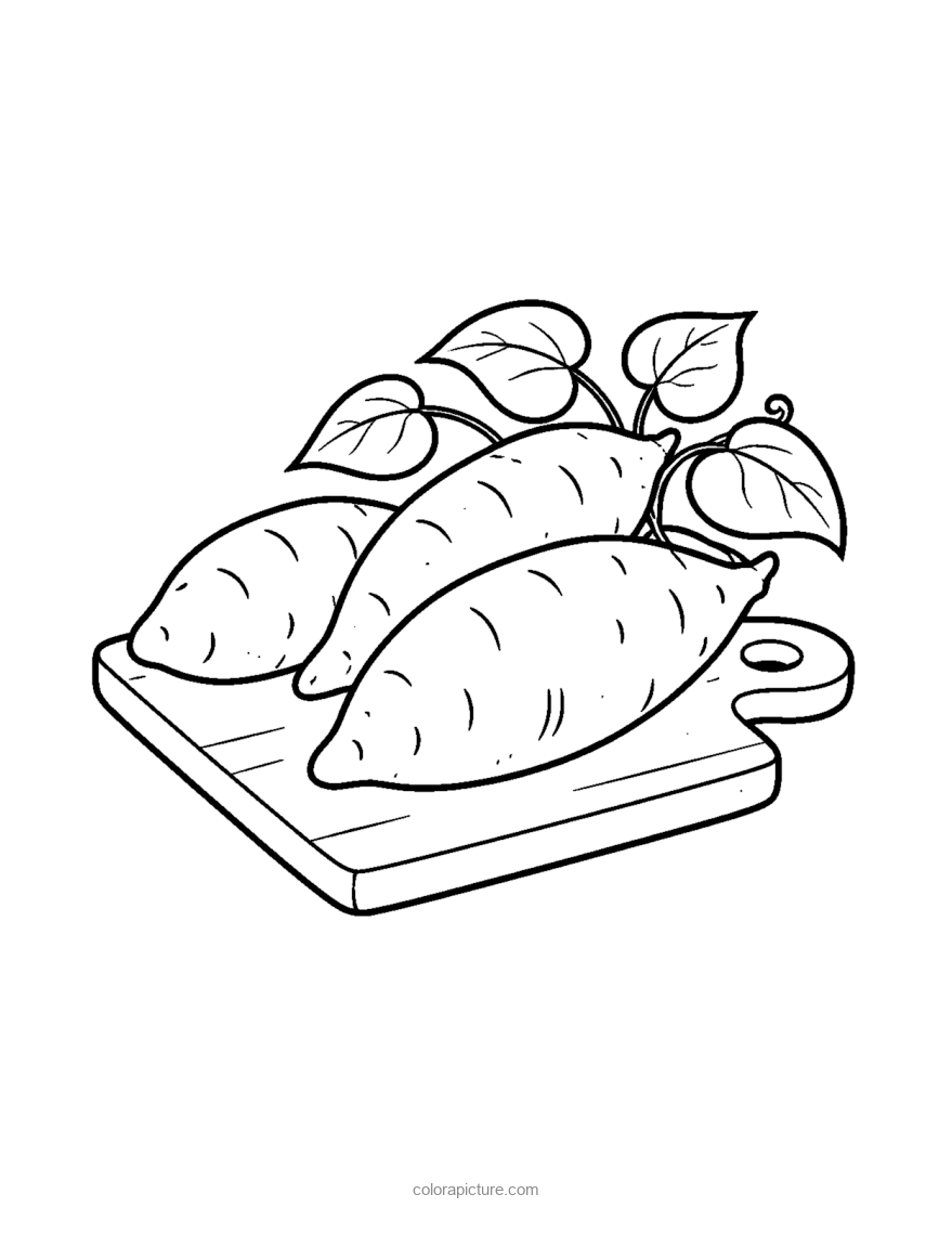 Black-and-white coloring page: Sweet Potatoes