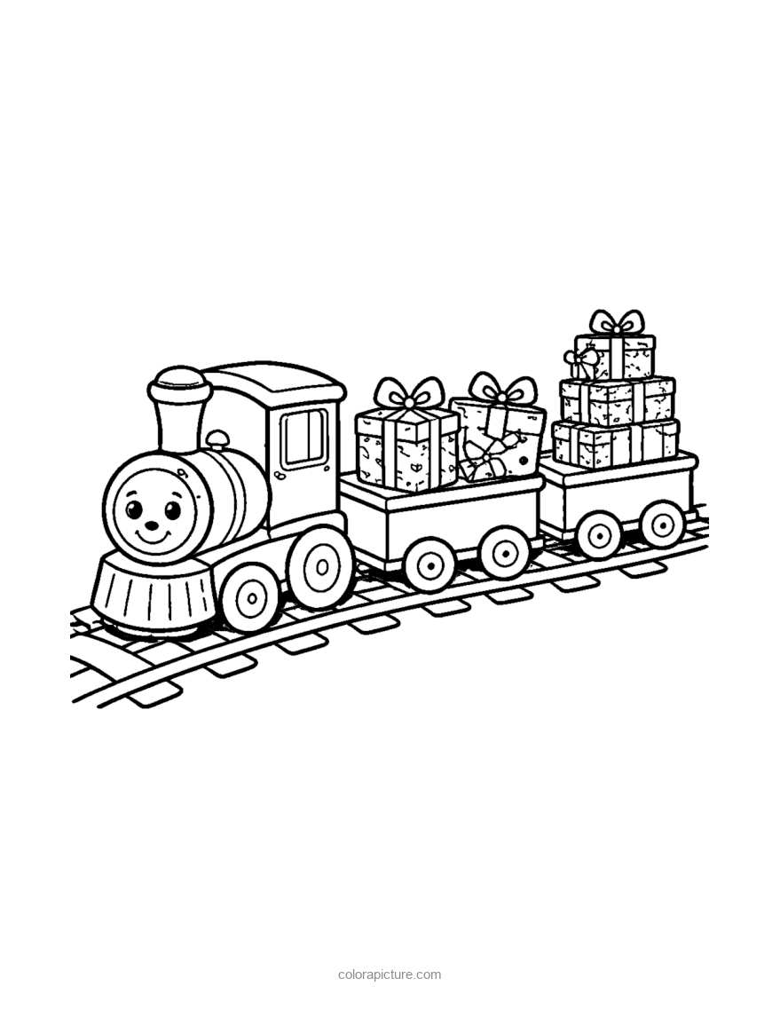 Black-and-white coloring page: Toy Train