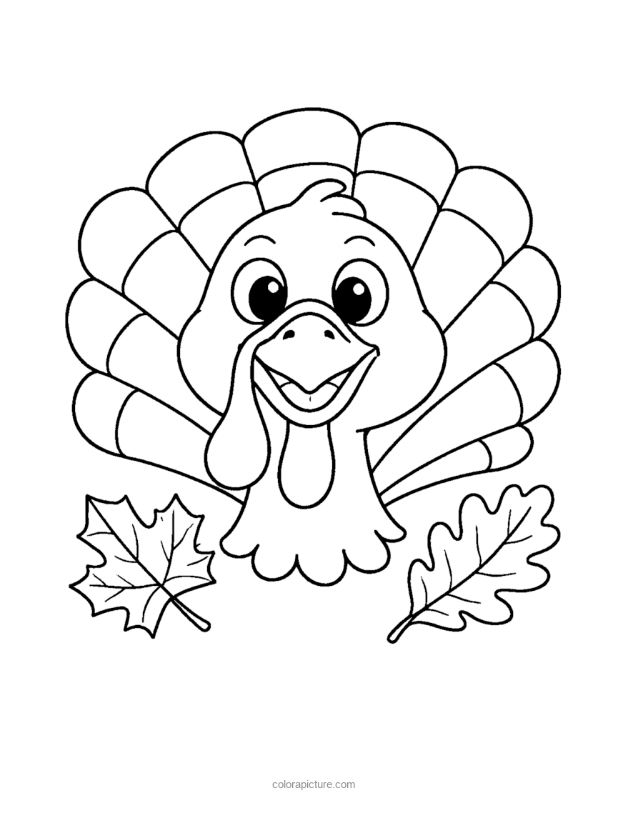 Black-and-white coloring page: Turkey Face