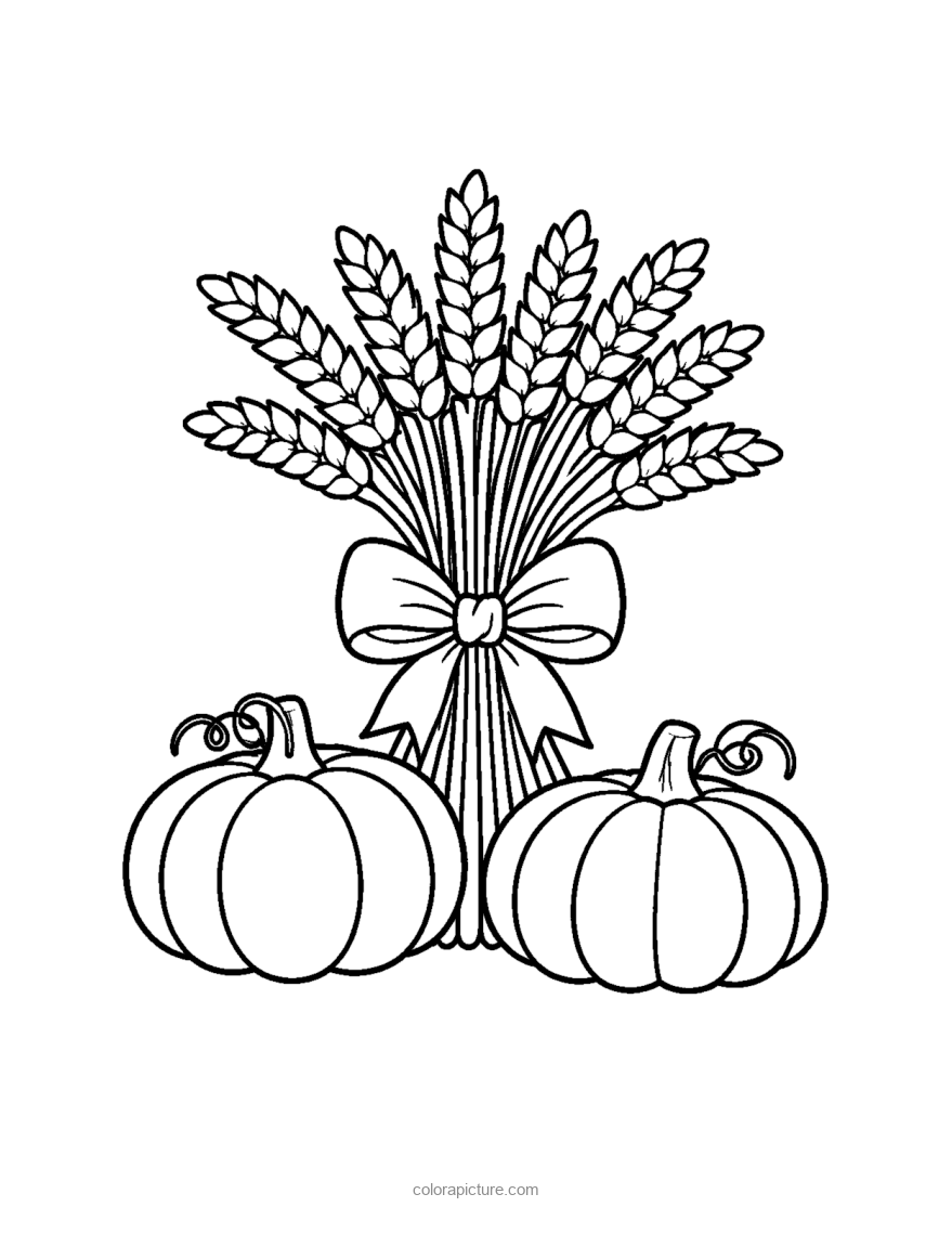 Black-and-white coloring page: Wheat Bundle